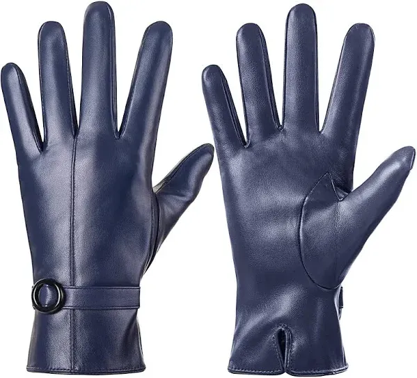 Winter Leather Gloves - Touchscreen Texting, Warm &amp; Stylish - Medium Size