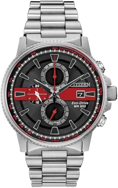 Citizen Men's Thin Red Line Watch Chronograph 200m WR Eco Drive CA0299-57E