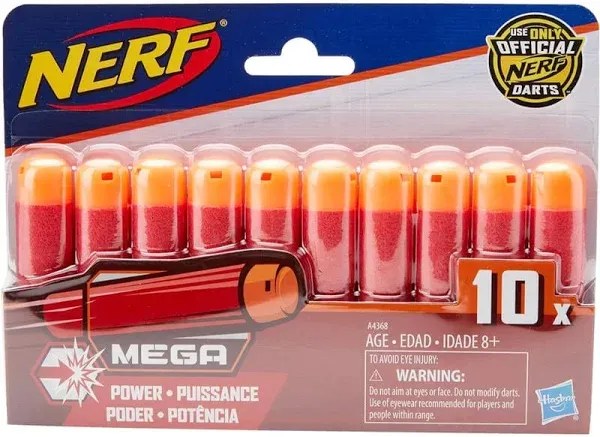 N-Strike NERF Dart Refill Bullets Elite MEGA for MEGA Distance Pack of 10