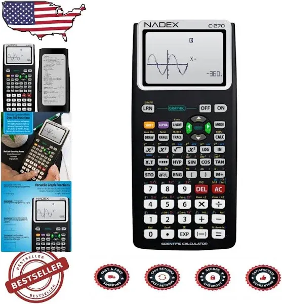 Nadex C270 Scientific Calculator with Graph Functions New With Zipper Case