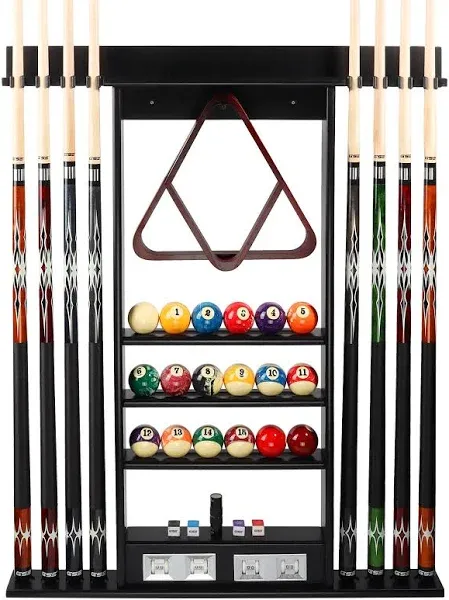 GSE™ 8-Pool Cue Wall Mounting Billiard Cue Rack, Hanging Wall Mounted 