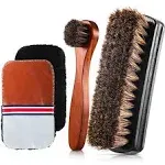 4 Pcs Horsehair Shine Shoes Brush Kit Polish Dauber Applicators Cleaning Leather