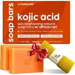 Kojic Acid Soap African Net Sponge (2 pack x 142g Turmeric bars) Dark spot remov