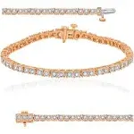 Diamond Muse 1/2 Carat Diamond, Prong Set Rose Gold Rhodium Over Sterling Silver Diamond Tennis Bracelet (Diamond Quality I-J,I2-I3)