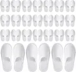 Juvale 24 Pairs Disposable House Slippers for Guests for Hotel, Spa ,Shoeless Home, White Closed Toe (US Men Size 10, Women 11)