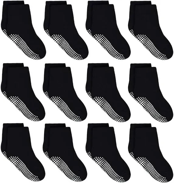 Tphon Kids Non Slip Sticky Grip Socks (12 Pairs)