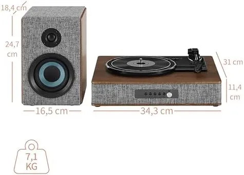 Crosley System CR7020A-GY w 3 Speed Turntable + Built-in Bluetooth, New Open Box