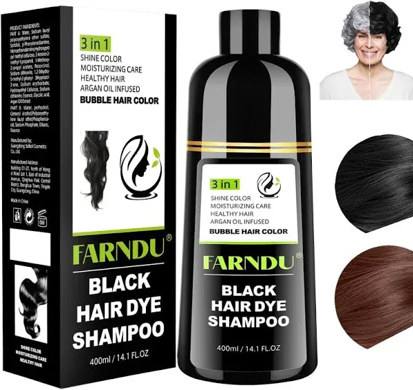 Hair Dye Shampoo for Women & Men, Gray Hair Coverage Herbal Natural Ingredients 3 In 1 Hair Color Shampoo