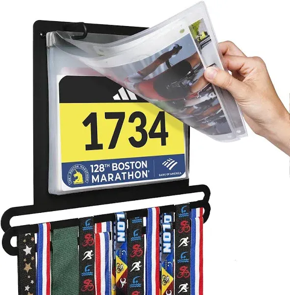  Race Bib and Medal Display for Track, Marathons, Triathlons, Races, and Modern