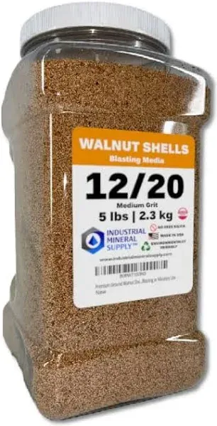 Premium Ground Walnut Shells Grit Size 18/40-5 Lbs/2.3 Kg - Medium to Fine Grit 