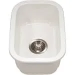 Houzer Platus Undermount Fireclay 13 inch Bar Sink, White, PTB-1318 WH