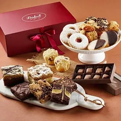 Dulcet Gift Baskets Gift Box Including Brownies, Rugelah, Muffins, &amp; Chocolates