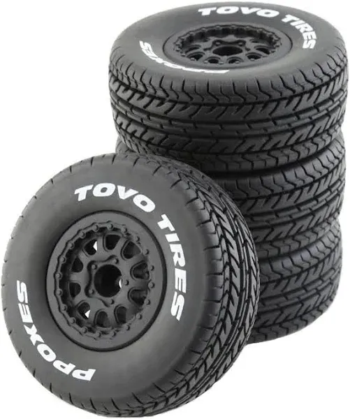 1/10 RC Short Course Truck Tires for All Terrain，Suitable for TRAXXAS Slash4X4 HuanQi 727 ARRMA SENTON 3S Losi Ford Raptor Baja Rey/ 113mm OD High-Performance Short-haul Truck Tires（Black）