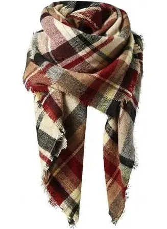 American Trends Women&#039;s Fall Winter Scarf Classic Tassel Plaid Scarf Warm Sof...