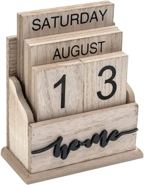 Notakia Perpetual Calendar Wooden Calendar Blocks Vintage Wood Home Calendar