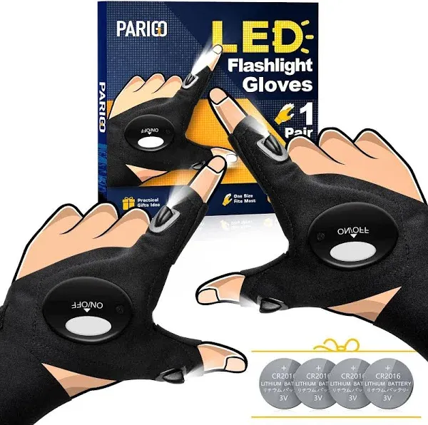 PARIGO LED Flashlight Gloves Stocking Stuffers for Men Gift for Dad Husband G...