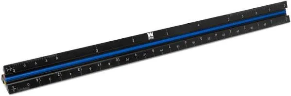 WEN 12-Inch Aluminum Triangular Architect Ruler Laser-Etched Imperial Scales