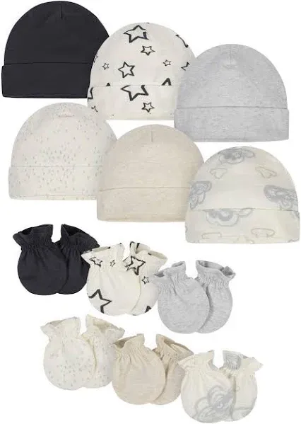 Onesies Brand 12-piece Baby Cap and Mitten Set