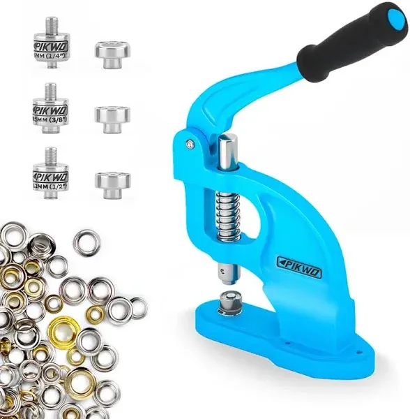 Hand Press Heavy Duty Eyelet Grommet Machine Press Punch Tool Kit with 3 Dies 1/4“ 3/8” 1/2“ and 900 Pcs Grommets Self Piercing Grommet Maker Labor Saving Corsetry Class Recommended