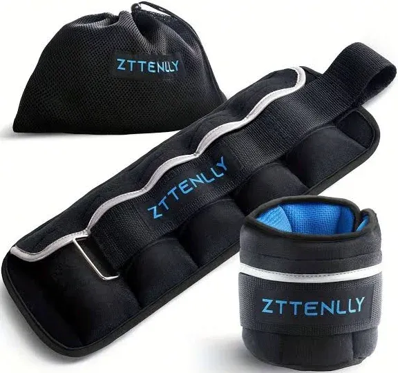 Adjustable Ankle Weights 10LBS Pair (5lbs each) with Carry Bag - Blue