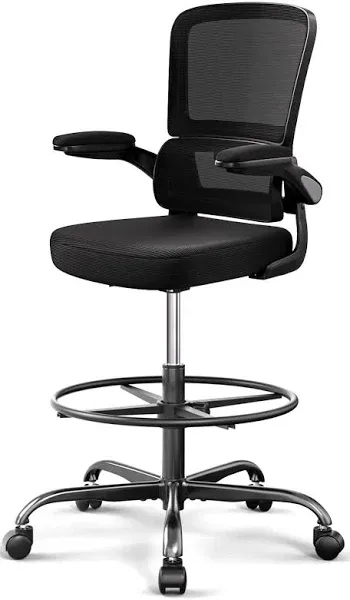 Alolo Ergonomic Drafting Chair with Footrest,Tall Office Chair for Standing Desk with Flip-up Armrests with Breathable Comfy Mesh Support and