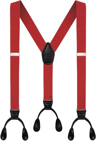 Moulen Men's Y-Back 1.4 Inches Wide Button End Elastic Adjustable Suspenders