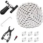 Bike Chain Kit, Single/6/7/8/9/10/11/12 Speed Multi-Function Bike Mechanic Repair Kit, Chain Breaker and Bike Link Plier with Hook and 6 Pairs Bicycl