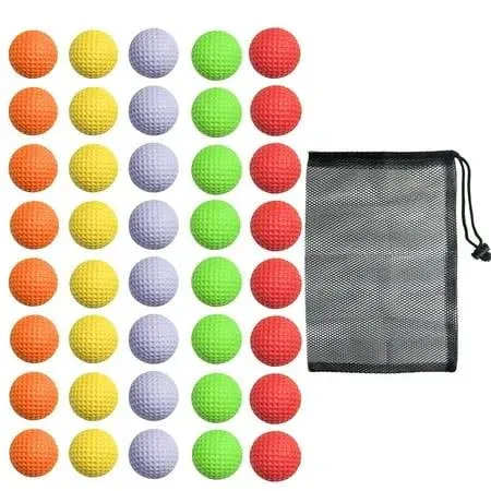 40 Pack Foam Golf Practice Balls Realistic Feel Limited Flight Training Balls