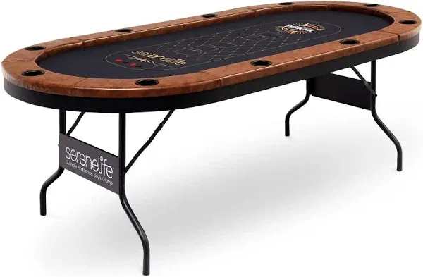 SereneLife 10-Player Oval Foldable Poker Table