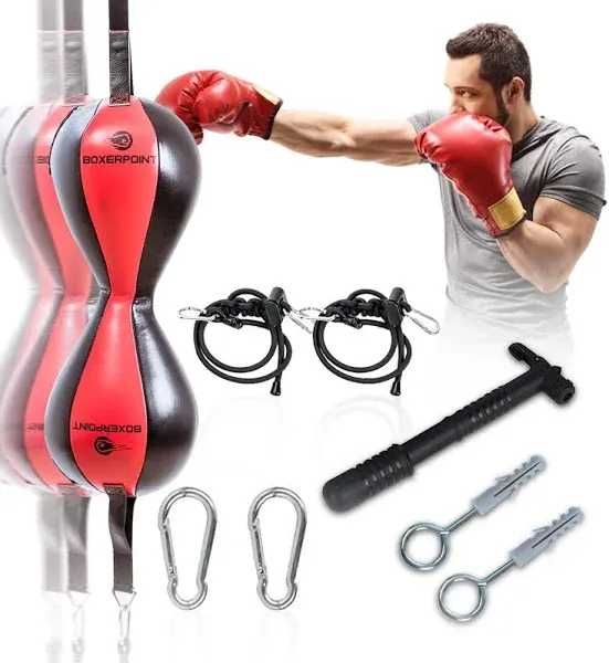 Mexican Style Double Double End Bag Boxing Kit Double End Boxing Speed Bag Punching Bag with Adjustable Cords Installation Ki