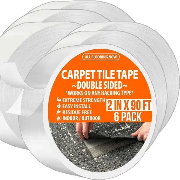 Double Sided Tape Heavy Duty Wide Carpet Tile Tape 4in x 90ft For Carpet Tiles Rug Tape Rug Gripper Indoor Outdoor Carpet Grip Tape Turf Tape Double Stick Tape Two Sided Tape For Rugs