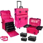 SHANY Soft Makeup Artist Rolling Trolley Cosmetic Case with Free Set of Mesh Bag