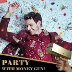 Gold Make it Rain Money Gun Shooter with 200 pcs,Handheld Money Gun for Cash Battery Operated Faux Money Blower for Parties Movies Game Nights (Golden)