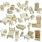 NWFashion 1:20 Scale Wooden Piecese 34Sets Furnitures for Dollhouse(Furniture Sets)