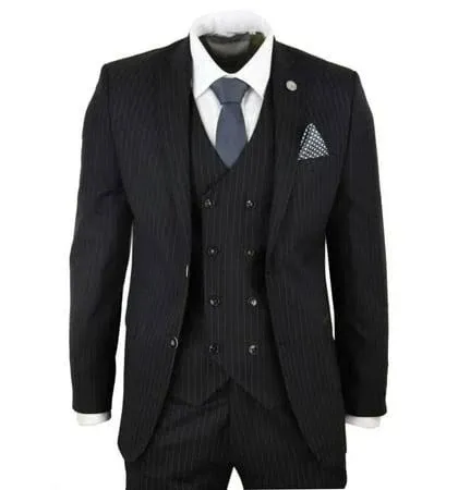 Men TruClothing.com 3 Piece Suit Gatsby 1920s Gangster Pinstripe