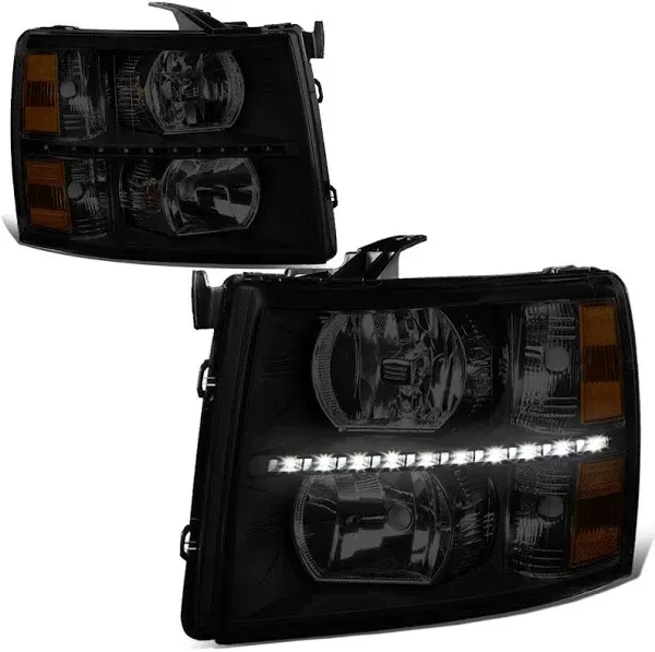 DNA Motoring LED DRL Strip Headlight for Chevy Silverado 1500 2500 3500 (2007 to 2014)