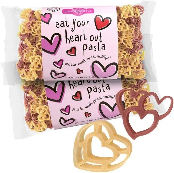 Pastabilities Fun Shaped Pasta for Kids - Eat Your Heart Out Pasta - Valentines and Love Fun Theme, Non-GMO Natural Wheat Pasta, All-Natural, Kosher Certified, Made in the USA, (2 Pack, 14 Oz)