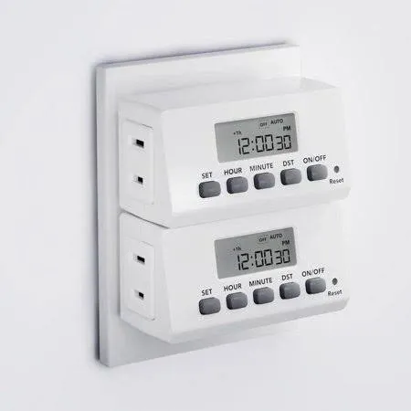 Digital Timer Outlet Indoor,24 Hour Light Timer Easy Programmable,M<wbr/>ini 2 Pron...