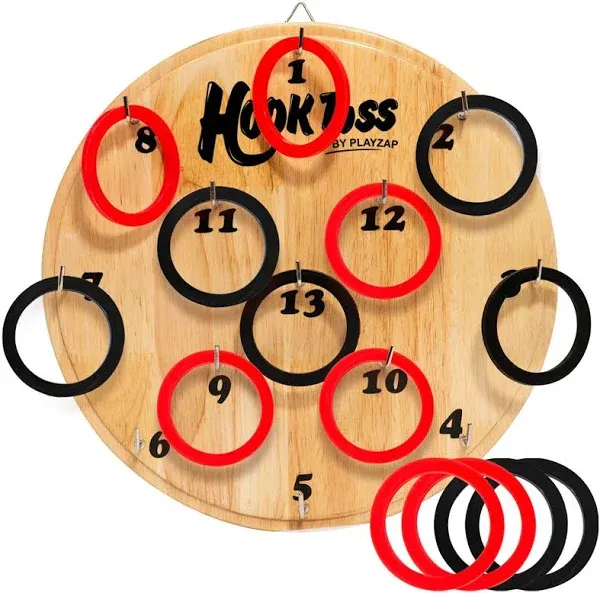 Hook Game Ring Toss for Adults &amp; Kids, Wooden Board Dart Wall Game, Wood 