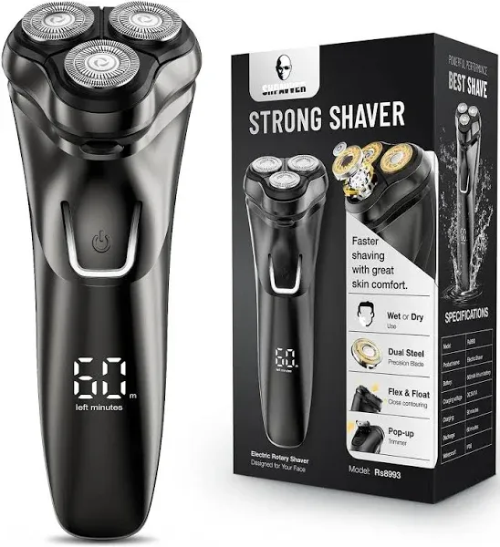 Electric Razor for Men, SHPAVVER Electric Shaver for Men, Rechargeable Wet Dry Shaver with Pop Up Trimmer, Waterproof Cordless Portable Razor