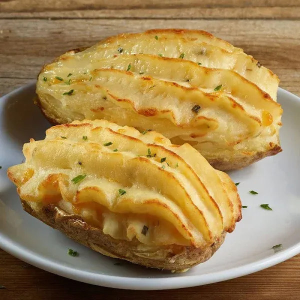 Deliciously Loaded Twice Baked Potatoes - Gourmet side dish made with real butter and cheddar cheese. Perfect for steaks, roasts, seafood, and burgers from Kansas City Steak Company (8-Count, 5 oz each)