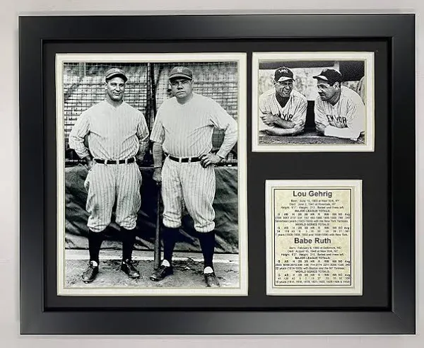 Legends Never Die New York Yankees Lou Gehrig and Babe Ruth Framed Photo Collage, Bats, 11x14-Inch, (11097U)