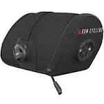 KOM Cycling Saddle Bag - Bike Saddle Bag to Carry Multi-Tool, Tube, Tire Levers, Securely Under Bike Seat Featuring for Garmin Varia Mount, ATOP Lacing Dial, and Inner Pocket for Apple AirTag.