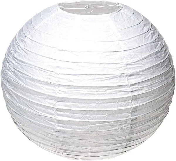 2Pack White Oval Paper lanterns 16”, Chinese Japanese paper lantern lights Paper Lamp shade for Home Decor Wedding Birthday party decorations(White-16inch-2PCS)