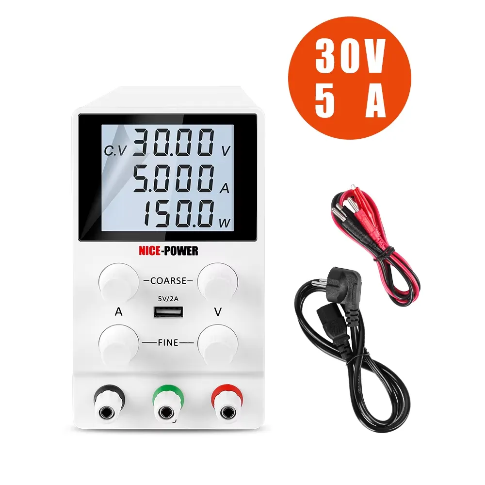 NICE-POWER DC Power Supply Variable 30V 10A, 4 Digital Display Adjustable Regulated Switching DC Lab Bench Power Supply with 5V/2A USB Charging Port