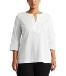 Lauren Ralph Lauren Women's Plus Size Cotton Tunic, White, 1x