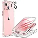 for iPhone 15 Case Clear Full-Body Built-in Glass Screen Protector &amp;Camera Pr...