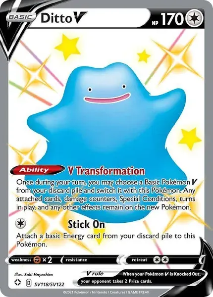 Ditto V Shiny Shining Fates Holo Rare - SV118/SV122 Pokémon