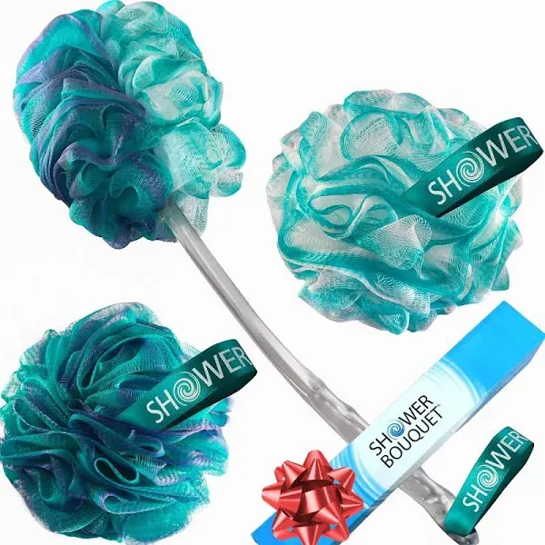 2-Side-Loofah-<wbr/>Back-Scrubber &amp; Bath-Sponges by-Shower-Bouq<wbr/>uet: 1-Long-Handle-<wbr/>B...