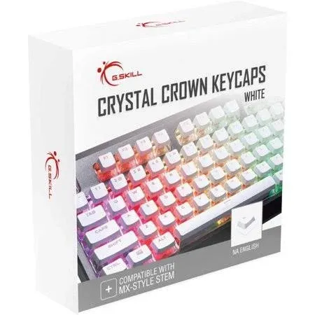 G.SKILL Crystal Crown Keycaps - Keycap Set with Transparent Layer for Mechanical Keyboards, Full 104 Key, Standard ANSI 104 English (US) Layout - White